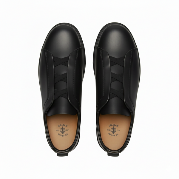 Noir Triple Stitch Leather Sneaker