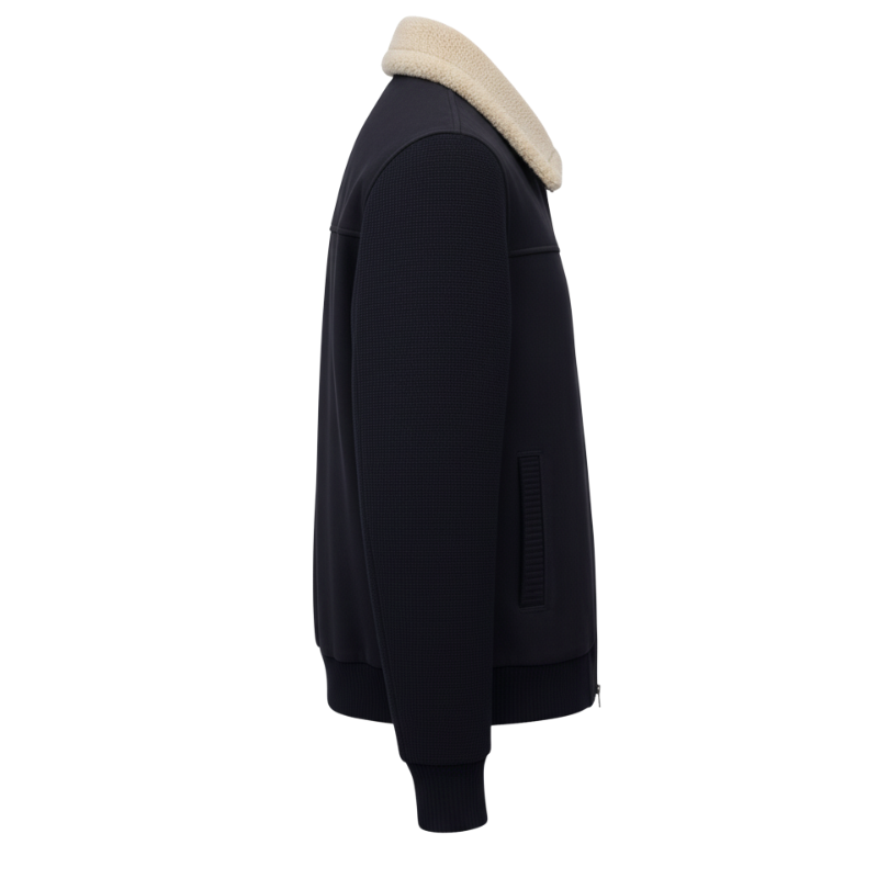 Classic Shearling-Collar Bomber Jacket