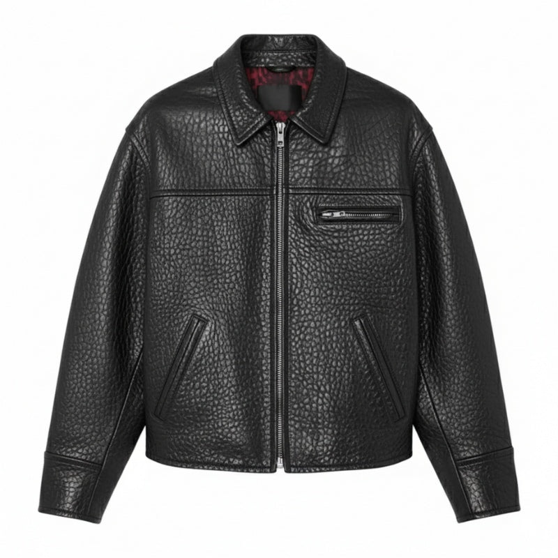 Obsidian Luxe Grain Moto Jacket
