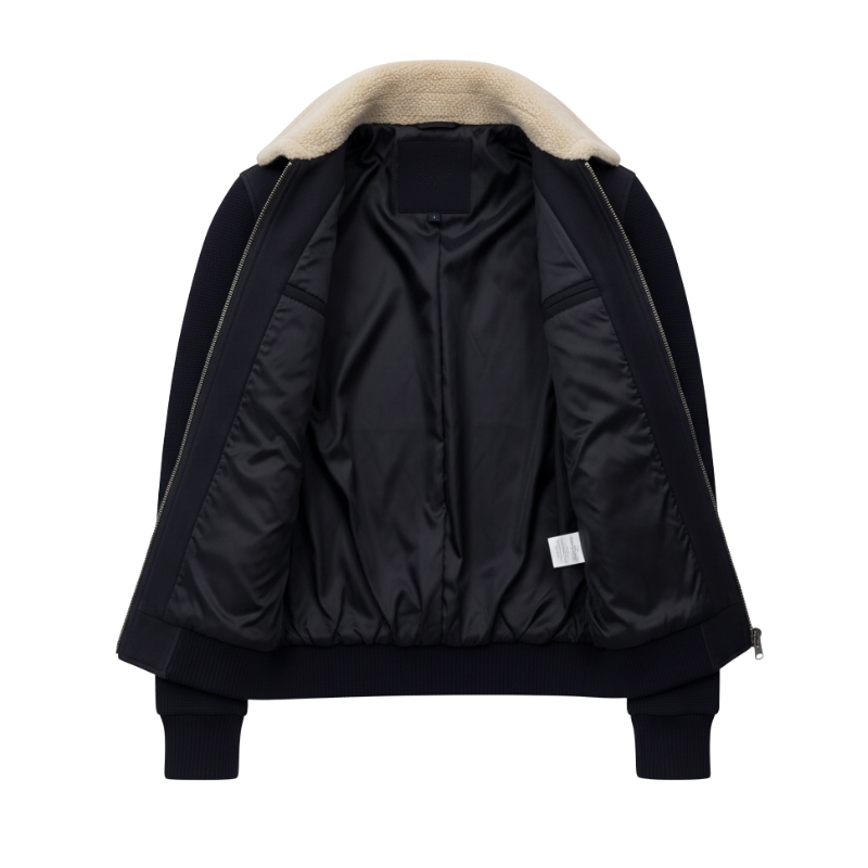 Classic Shearling-Collar Bomber Jacket
