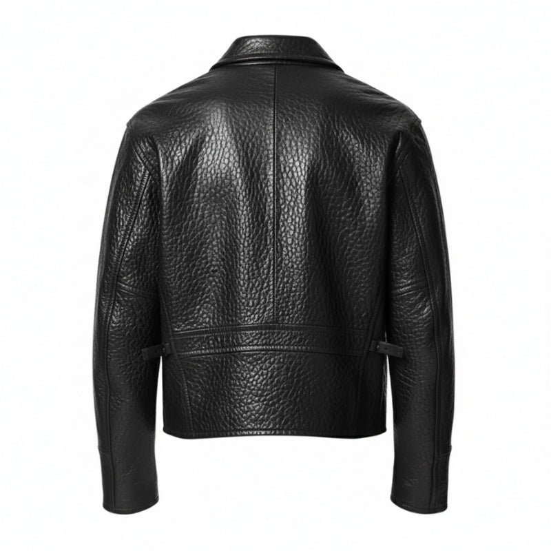 Obsidian Luxe Grain Moto Jacket