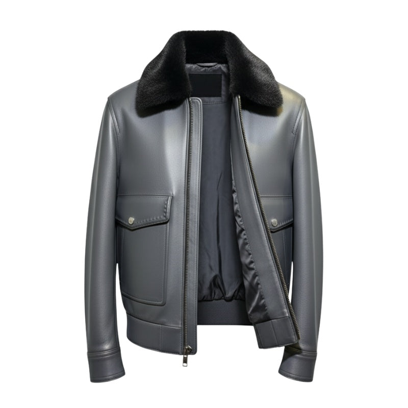 Aviator Luxe Fur-Collar Leather Jacket
