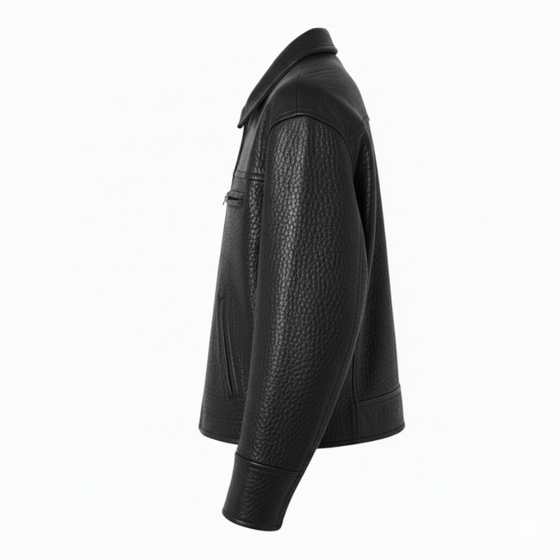 Obsidian Luxe Grain Moto Jacket