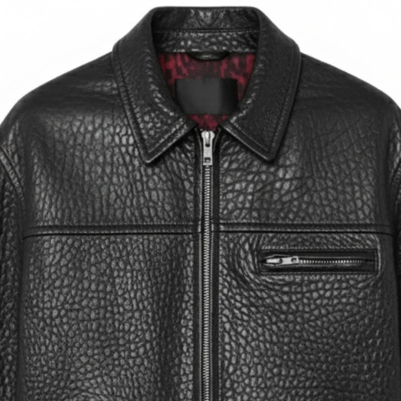 Obsidian Luxe Grain Moto Jacket