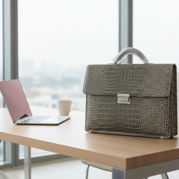 croco Verdant Sovereign Leather Briefcase