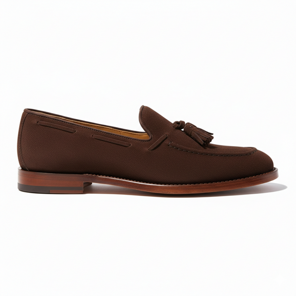 Tassel Suede Leather Loafer - Brown