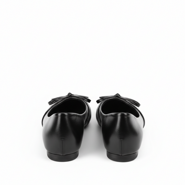 Italian Noir Bow Point Flats Ballerinas