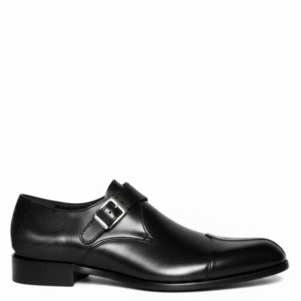 Luxury Patina Monk Strap Shoes - Black