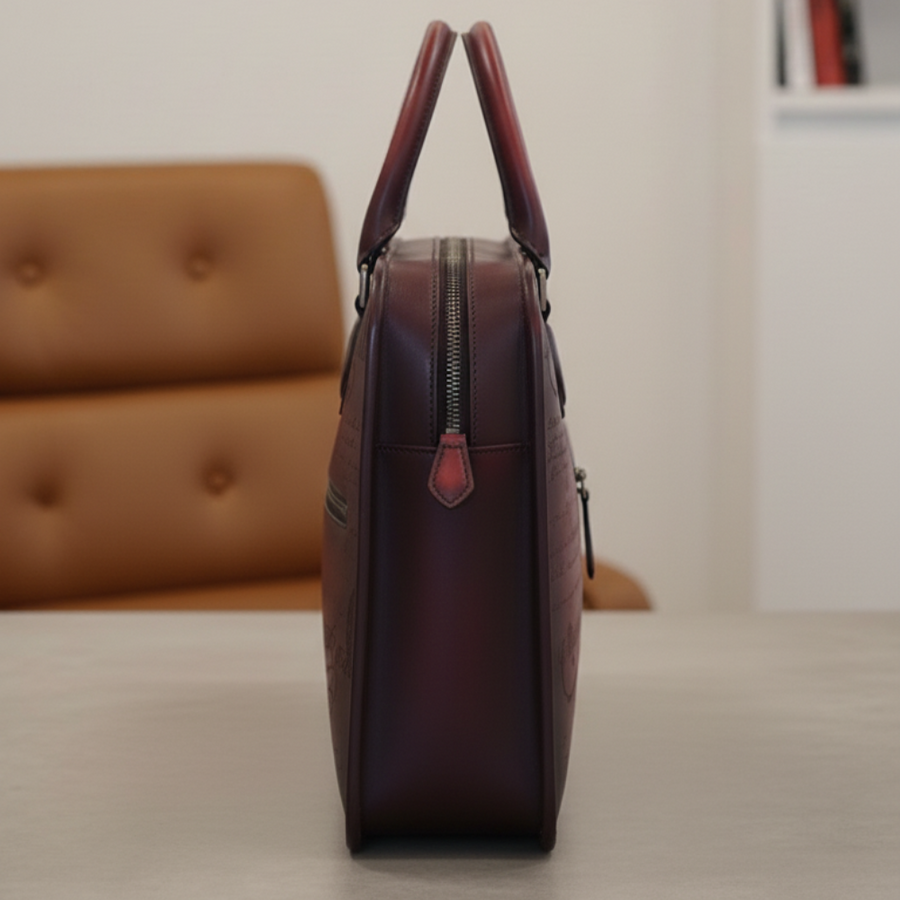 Luxury Handcrafted Printed Leather Briefcase