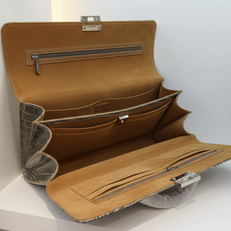 croco Verdant Sovereign Leather Briefcase