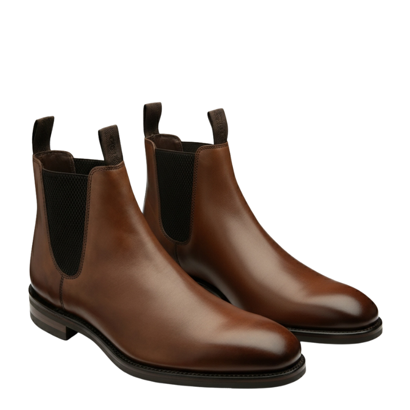 Luxury Mid-Top Pure Solid Leather Chelsea Boot