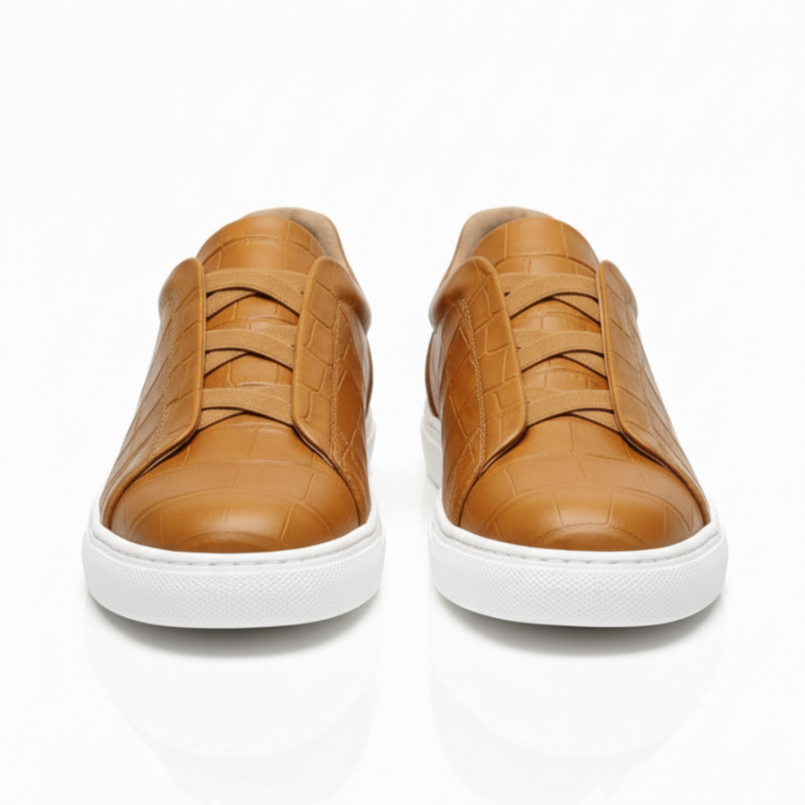Premium Croc-Embossed Luxe Sneakers