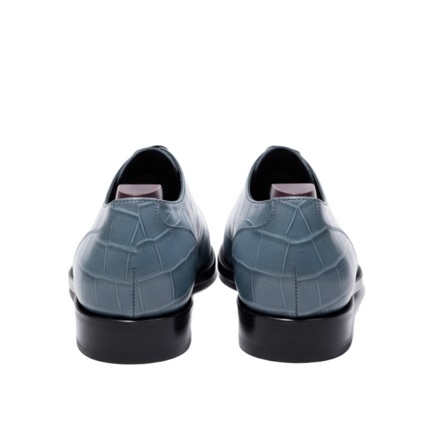 Azure Croc Textured Oxford Shoes Lace Ups