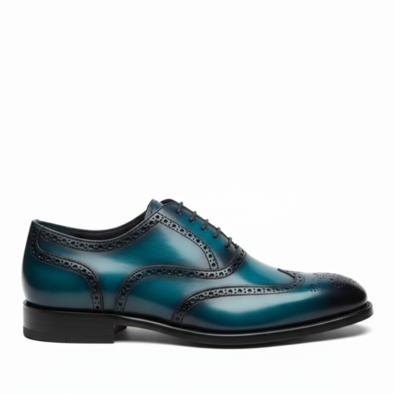 Italian Leather Luxe Patina Wingtip Oxfords