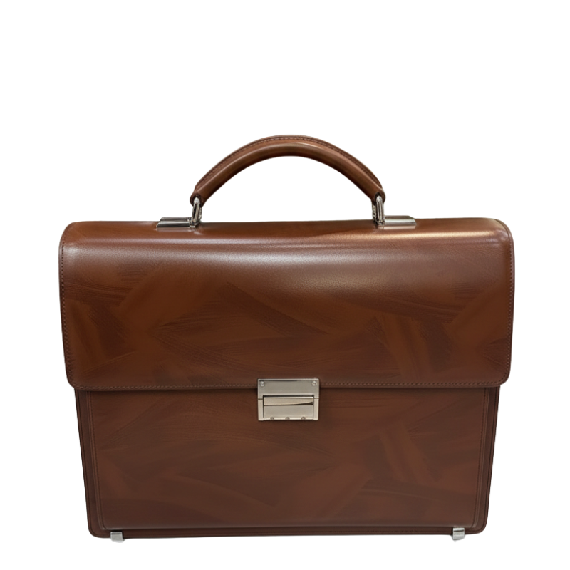 Polished Cognac Regent Leather Briefcase