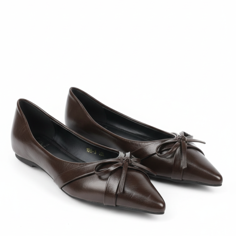 Italian Noir Bow-Point Flats Ballerinas