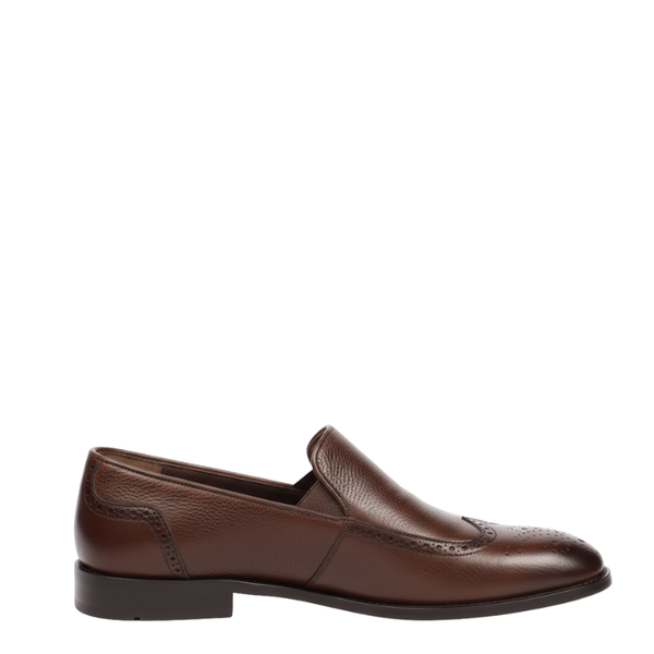 Italian Classic Textured Leather Loafers - Brown