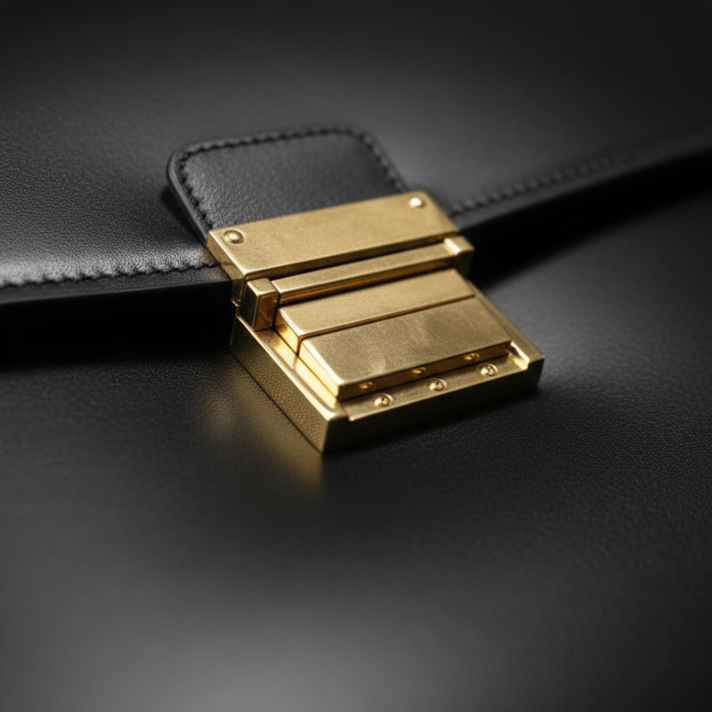 Onyx Crest Gold Tone Accents Leather Briefcase