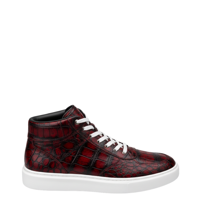 Crimson Python Luxe High-Top Sneakers
