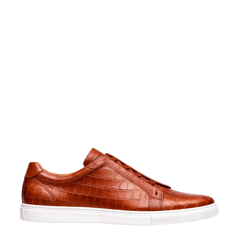 Italian Croc-Embossed Lace Shield Sneakers