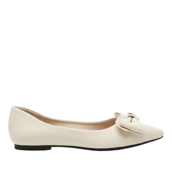 Classic Comfort Leather Ballerinas Flats - Cream