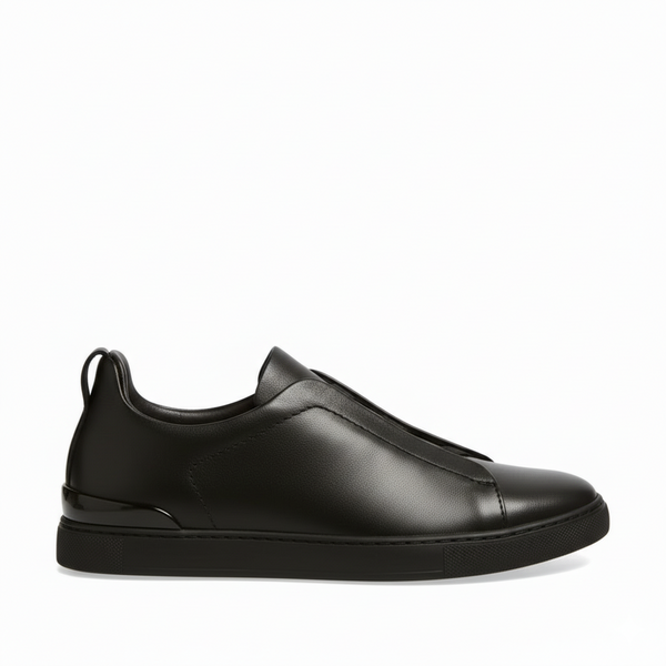 Noir Triple Stitch Leather Sneaker