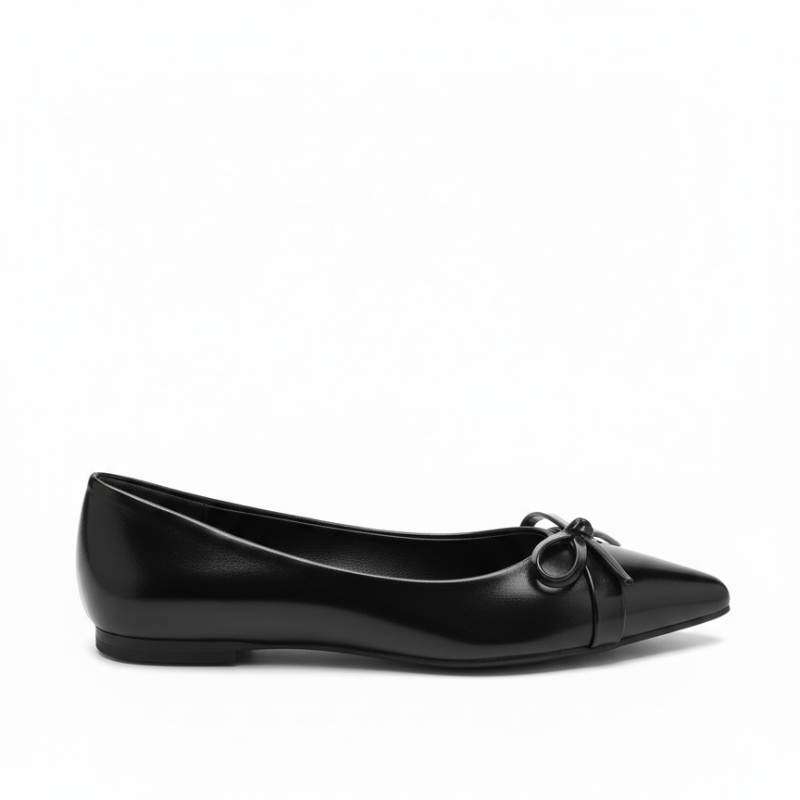 Italian Noir Bow-Point Flats Ballerinas