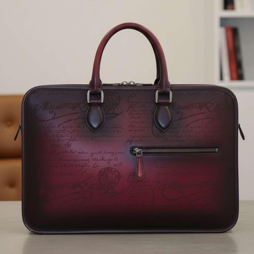 Luxury Handcrafted Printed Leather Briefcase