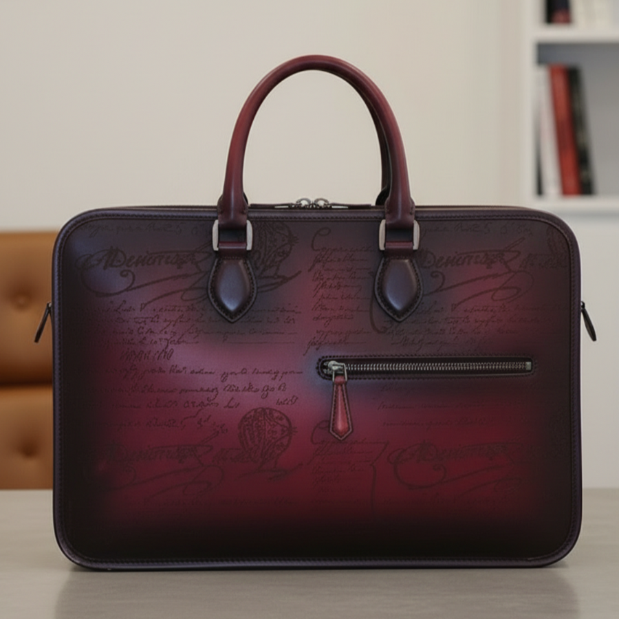 Luxury Handcrafted Printed Leather Briefcase
