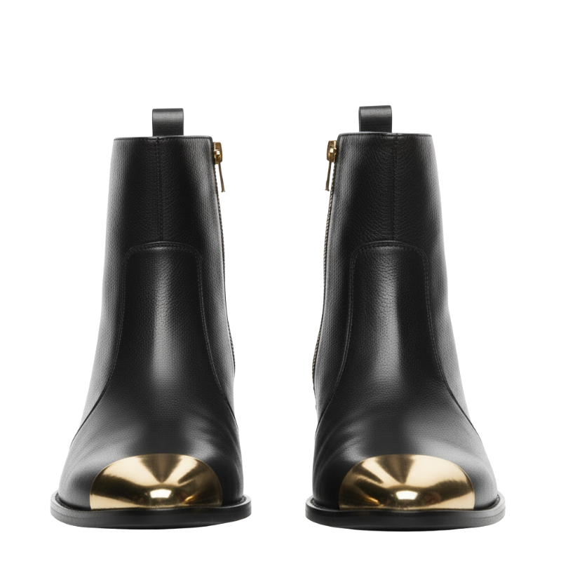 Men's Regal Leather Ankle Boots with Gold Toe