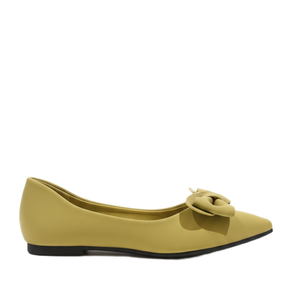 Classic Comfort Leather Ballerinas Flats - Olive