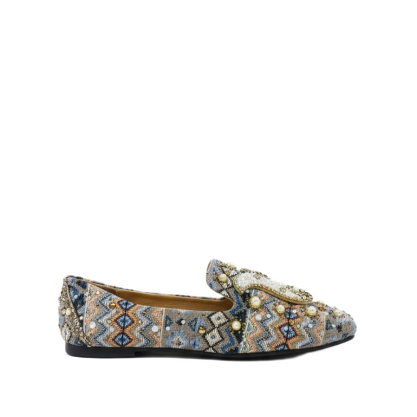 Royal Mosaic Pearl Embroidered Loafers