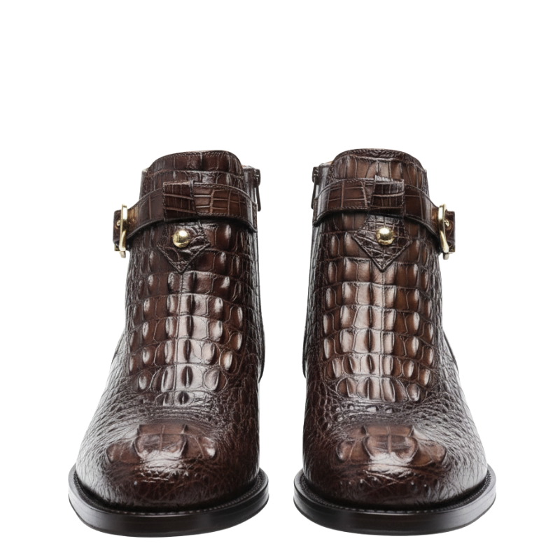 Crocodile Luxe Buckle Ankle Boots