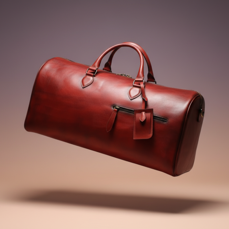 Mahogany Drift Leather Duffle Bag