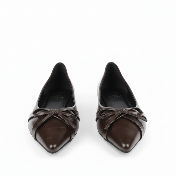 Italian Noir Bow Point Flats Ballerinas