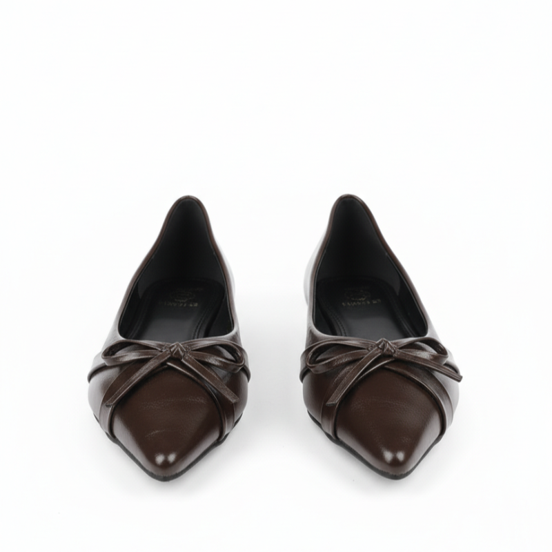 Italian Noir Bow-Point Flats Ballerinas