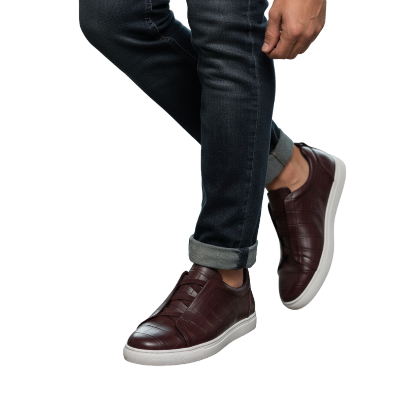 Croc-Embossed Italian Luxe Slip-On Sneakers