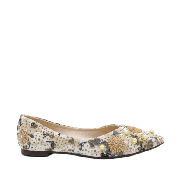 Royal Pearl Ethnic Embroidered Ballet Flats