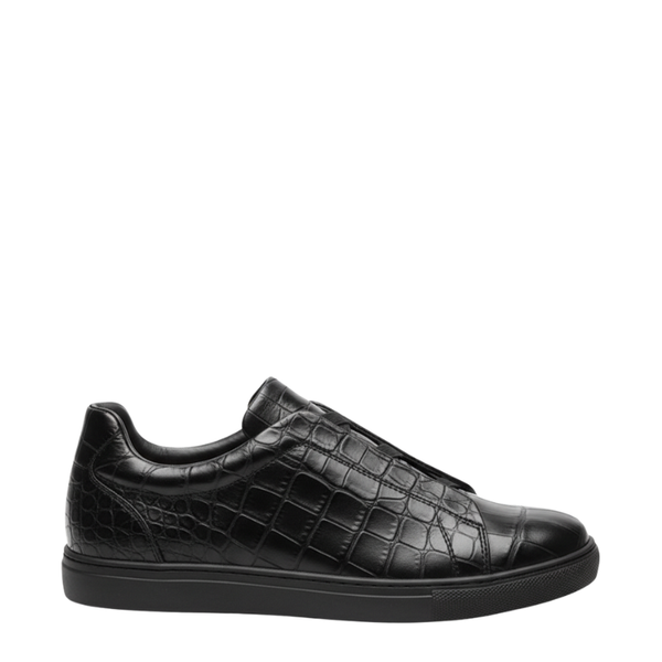 Premium Croc Embossed Luxe Sneakers - Black