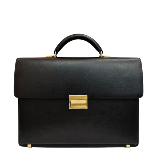 Midnight Gold Tone Hardware Leather Briefcase