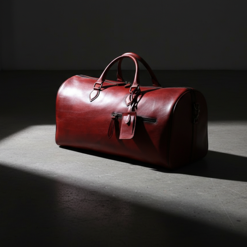 Mahogany Drift Leather Duffle Bag