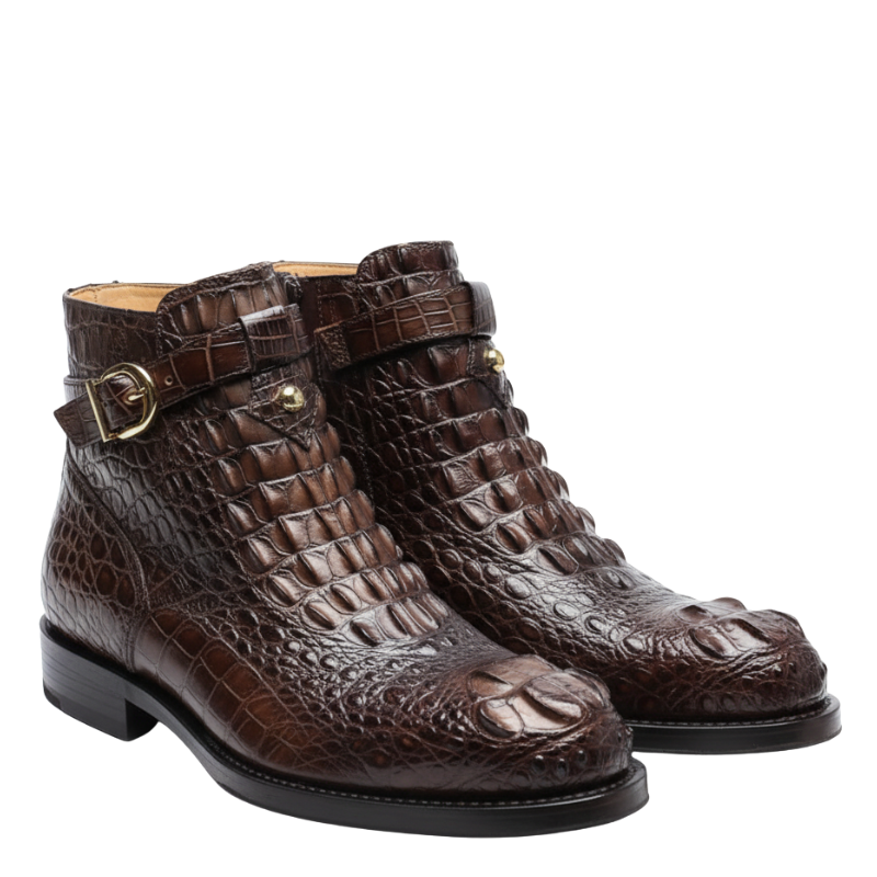 Crocodile Luxe Buckle Ankle Boots