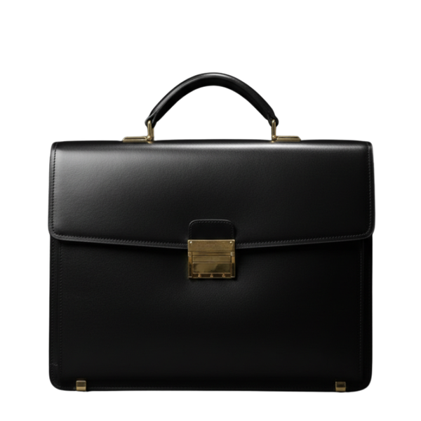 Onyx Crest Gold Tone Accents Leather Briefcase