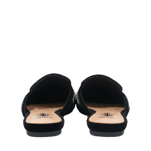 Floral Embroidered Midnight Velvet Women Mules
