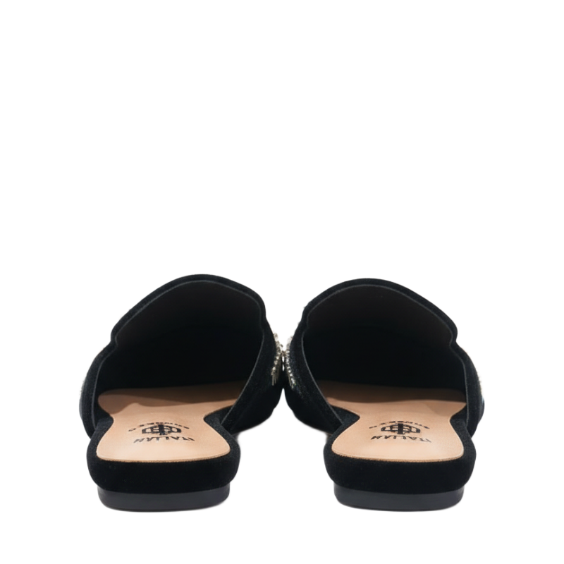 Floral Embroidered Midnight Velvet Mules