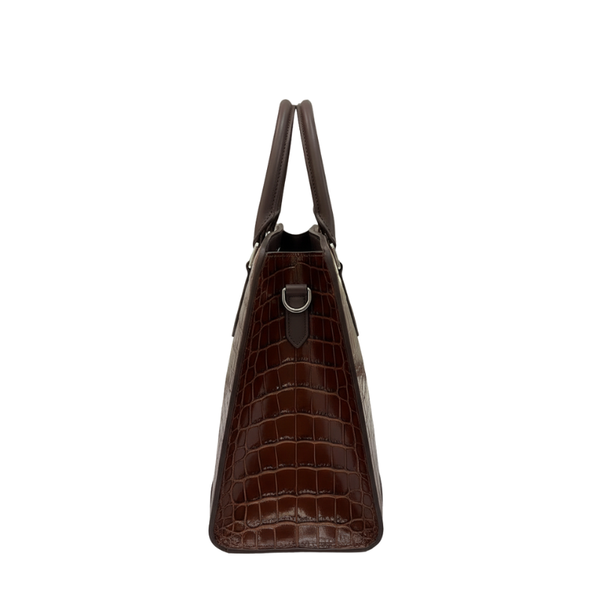 Umber Crest Crocodile Embossed Leather Briefcase