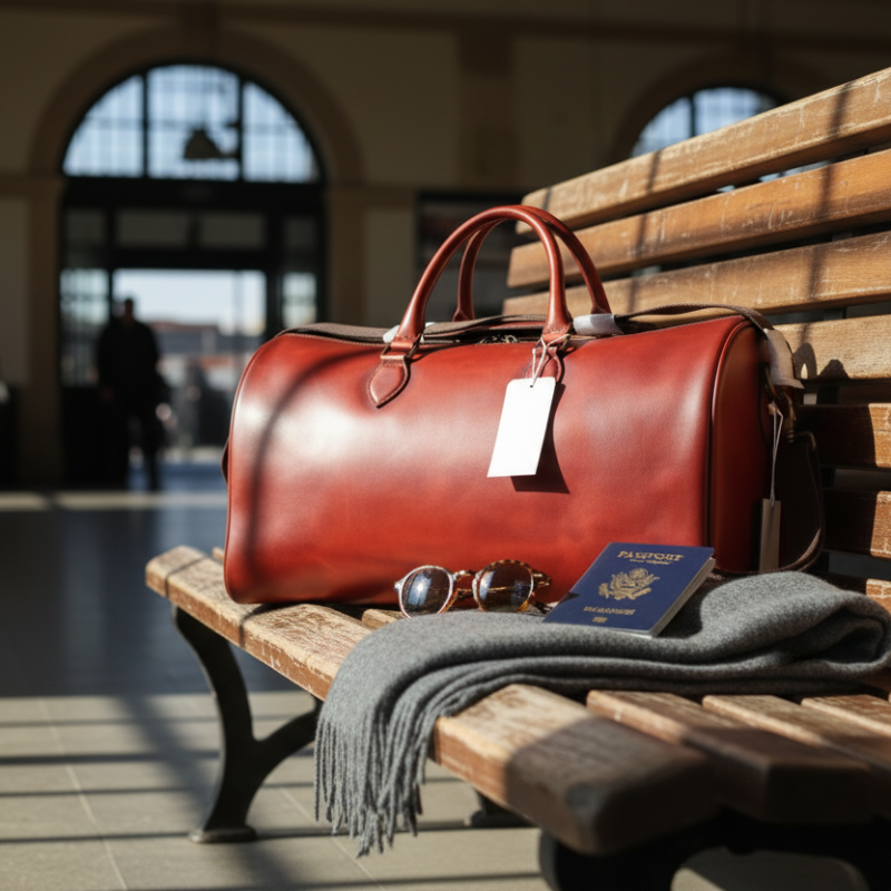 Mahogany Drift Leather Duffle Bag