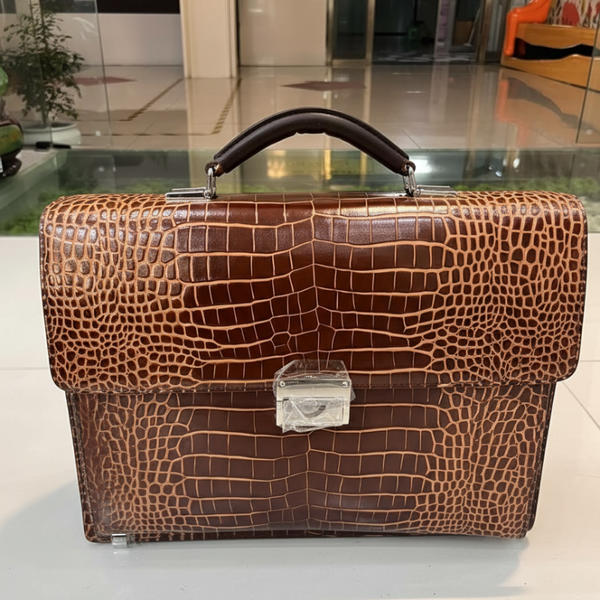 Sable Crest Crocodile Embossed Leather Briefcase