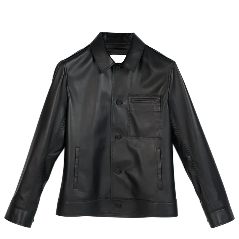 Men Black Slim Fit Leather Jacket