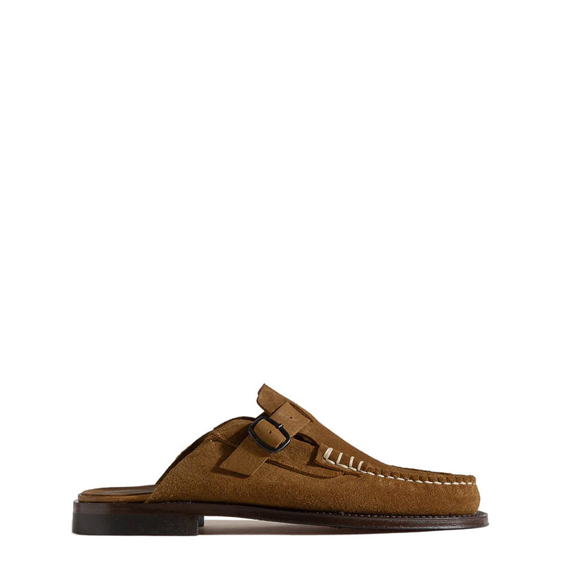 Men's  Brown  Buckle-strap Mule Loafer